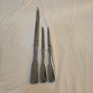 2 Towle 8.5" Byfield Stainless Steel Dinner Steak Knives + One Carver‎ SET OF 3